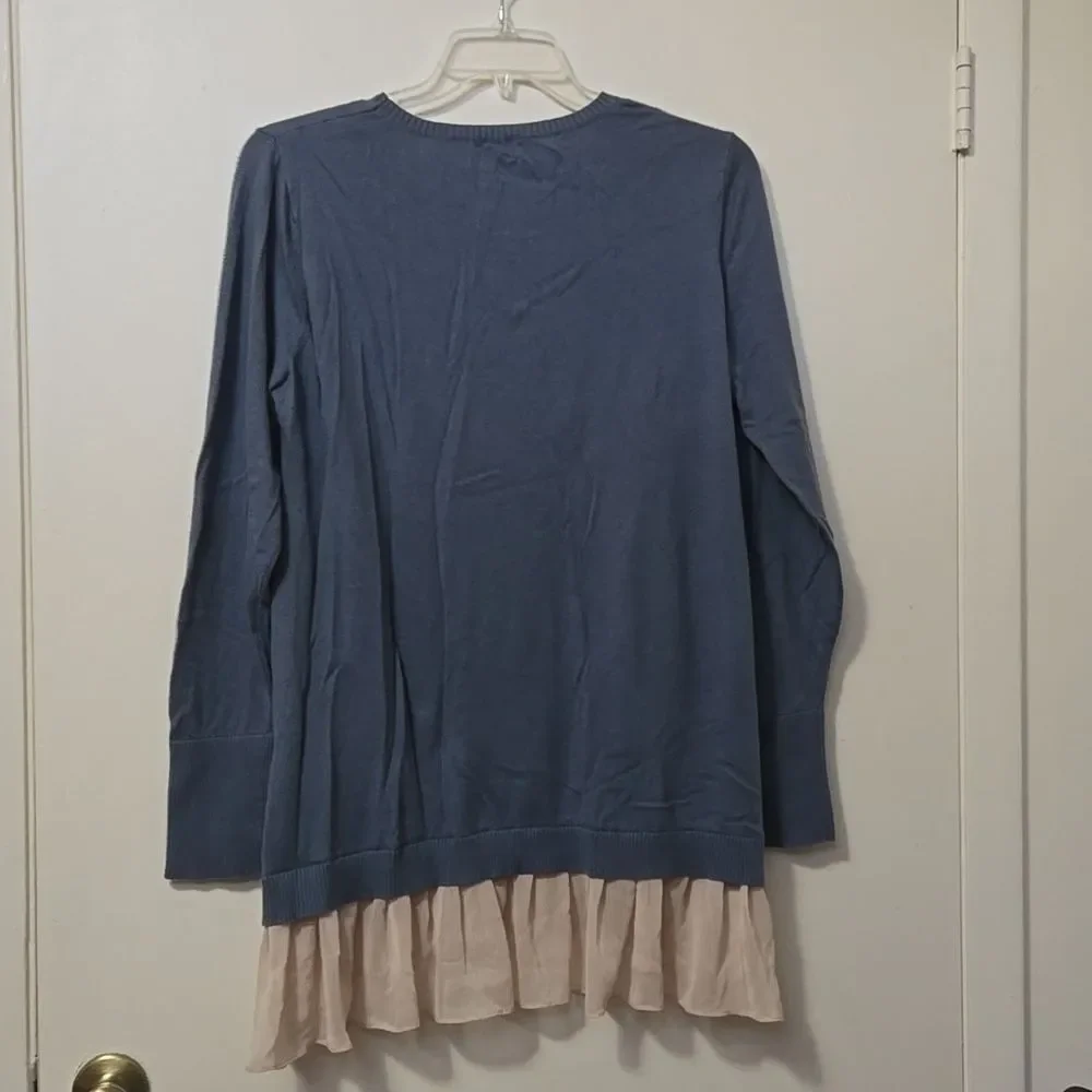 LOGO Lori Goldstein Pullover Sweater Dress Cashmere/Cotton Sheer Hem Women's XL - Picture 6 of 6